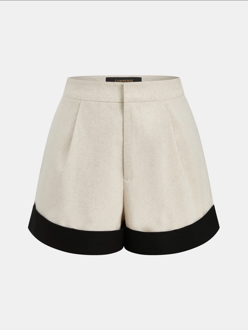 Commense Cream Cotten Linen Top & Shorts Set with Black Trim - - Picture 5 of 8